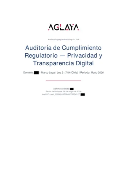 Portada del informe de auditoría de ejemplo, con datos anonimizados